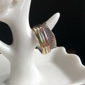 🆕 Ring Spinner Sterling Silver Tri-Tone